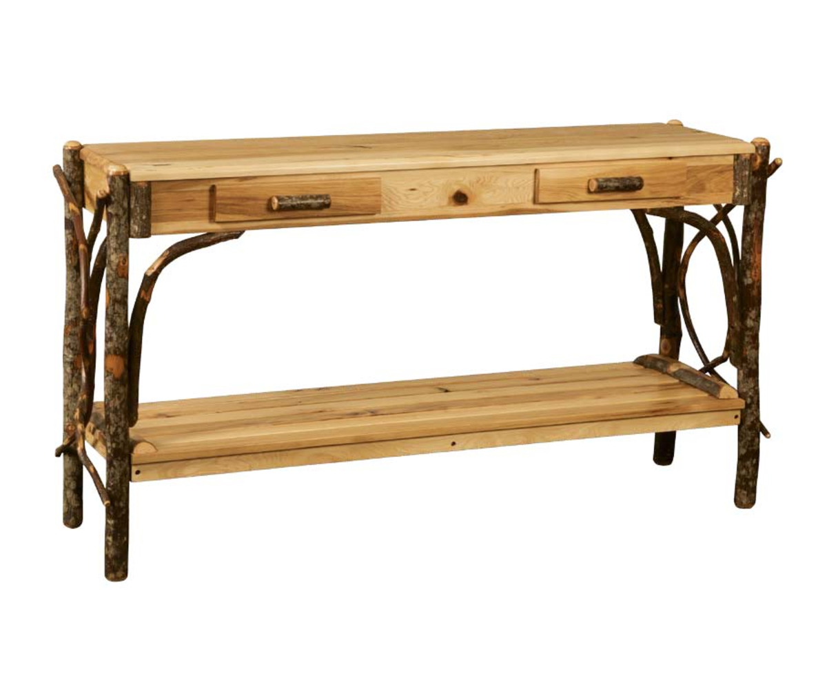Sofa Table Solid Shelves with 2 Dovetailed Drawers
