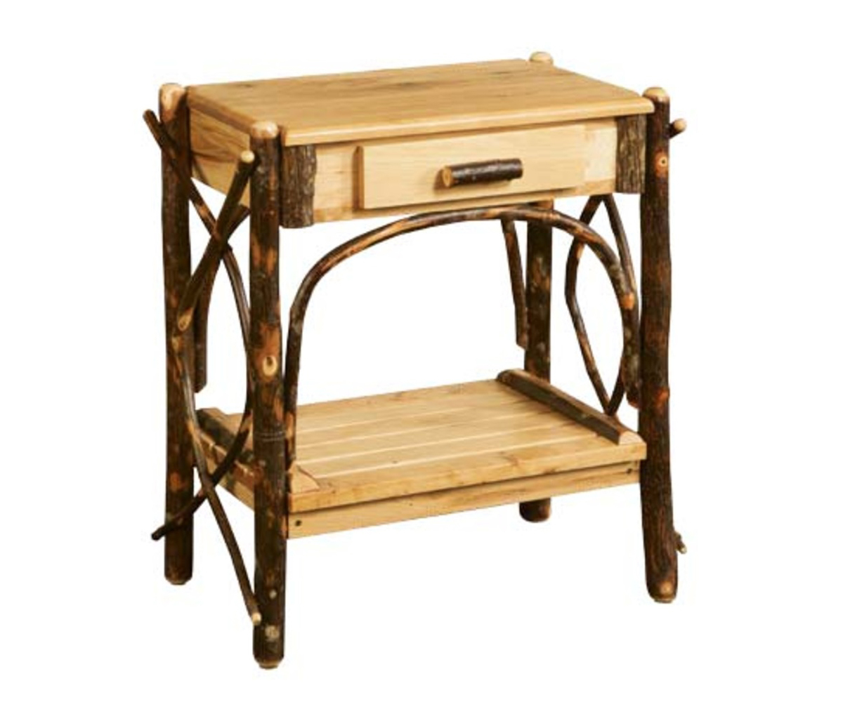 End Table Solid Top Slatted Shelf with Drawer Dovetailed