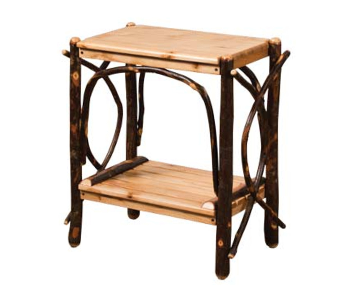 26" End Table with Solid Top & Slatted Shelves
