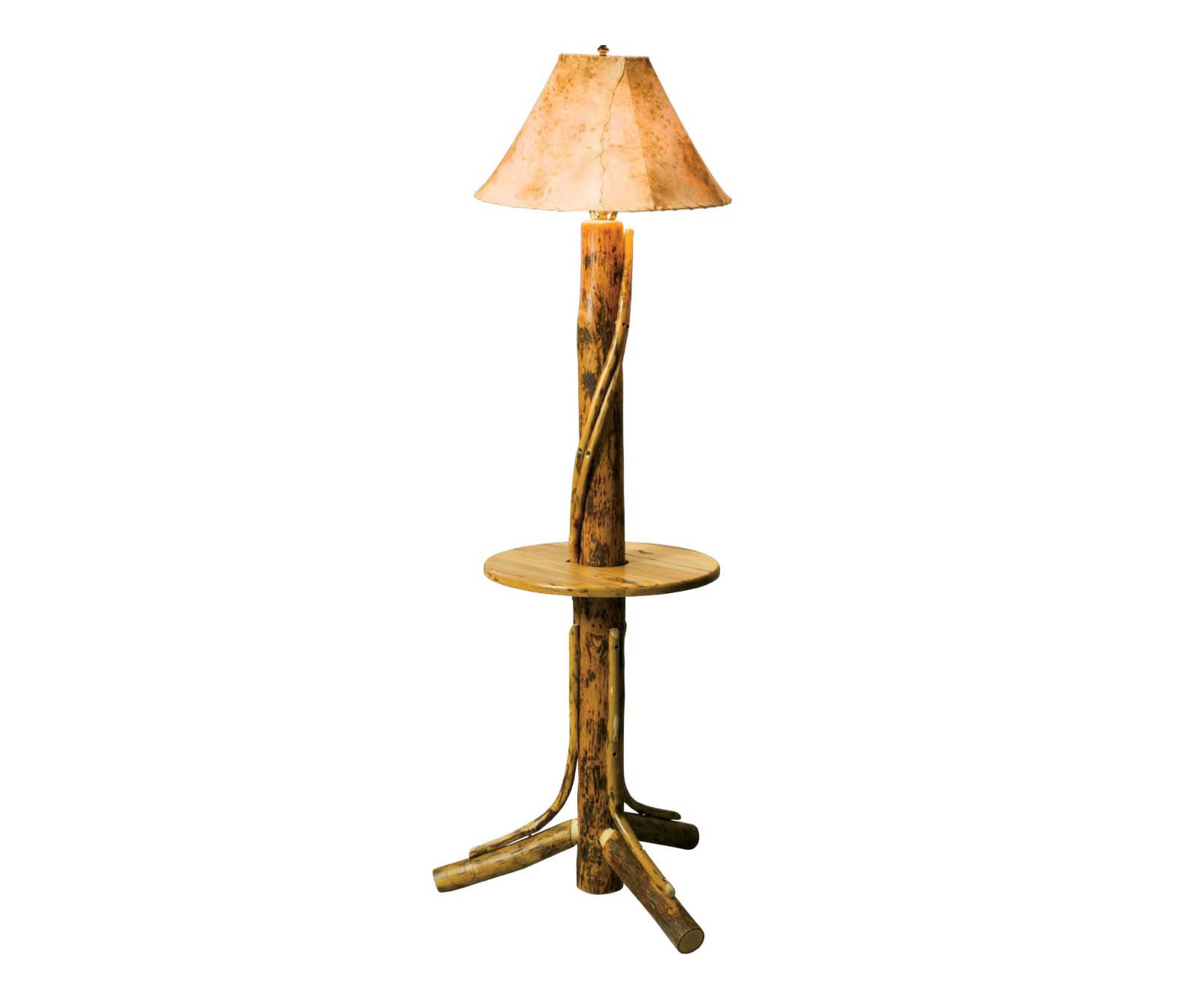 Floor Lamp with Shelf & Lambskin Shade