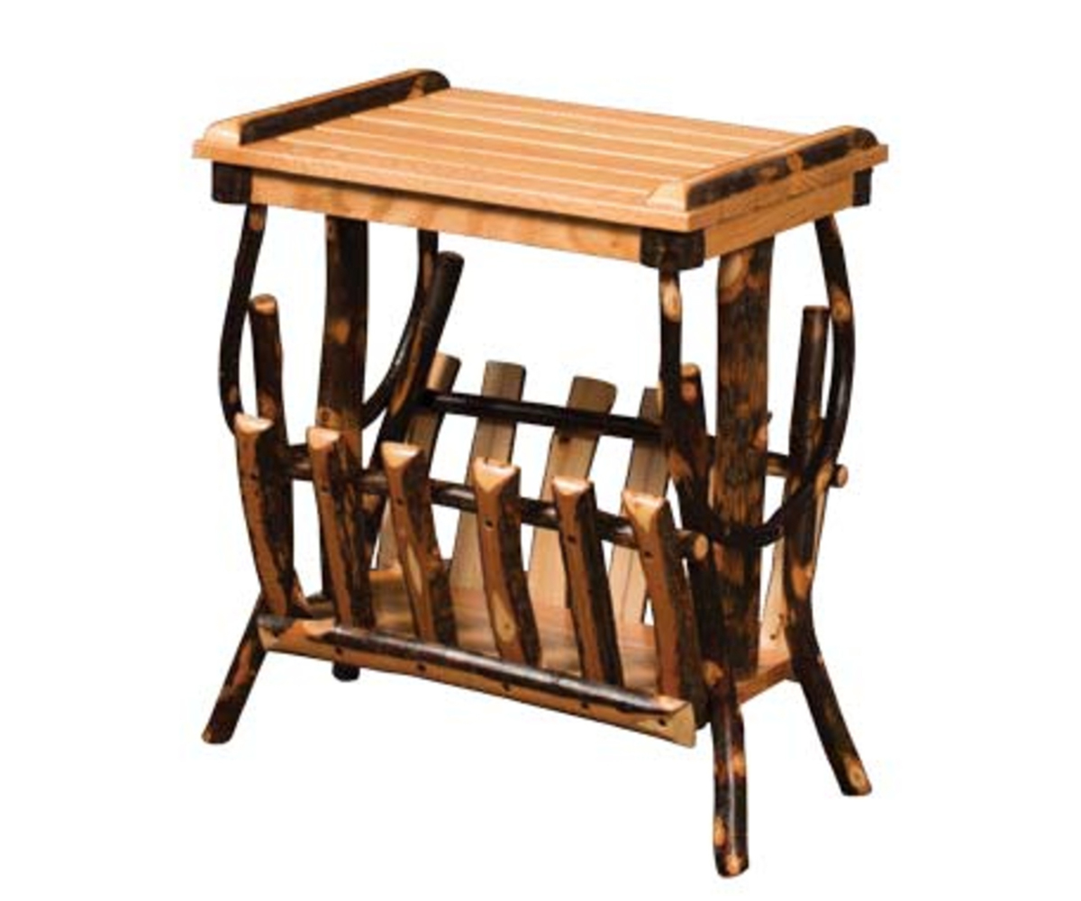 End Table Slatted Top with Magazine Rack