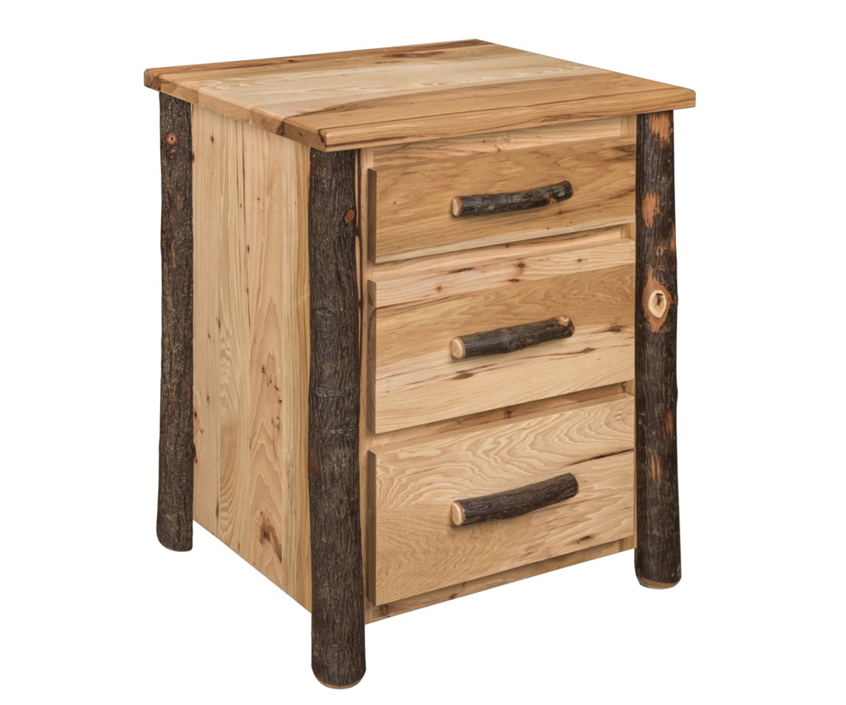 Hickory 3 Drawer Nightstand