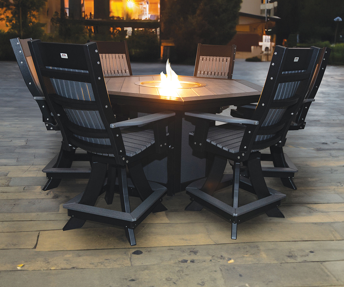 Hex StarGlow Set with 6 Decade Swivel Chairs - Counter