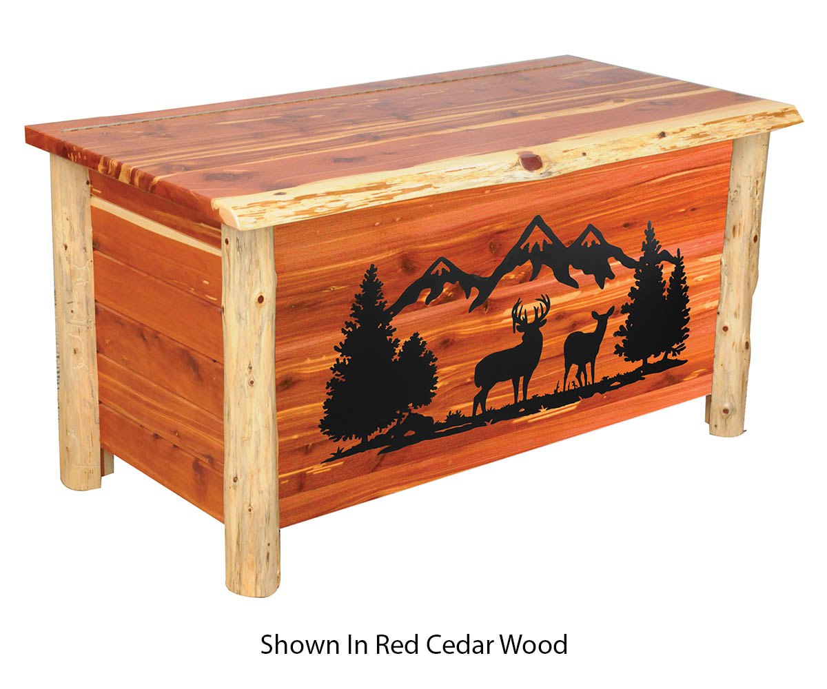 Rocky Mountain Blanket Chest with Silhouette — 45W x 22D x 24H