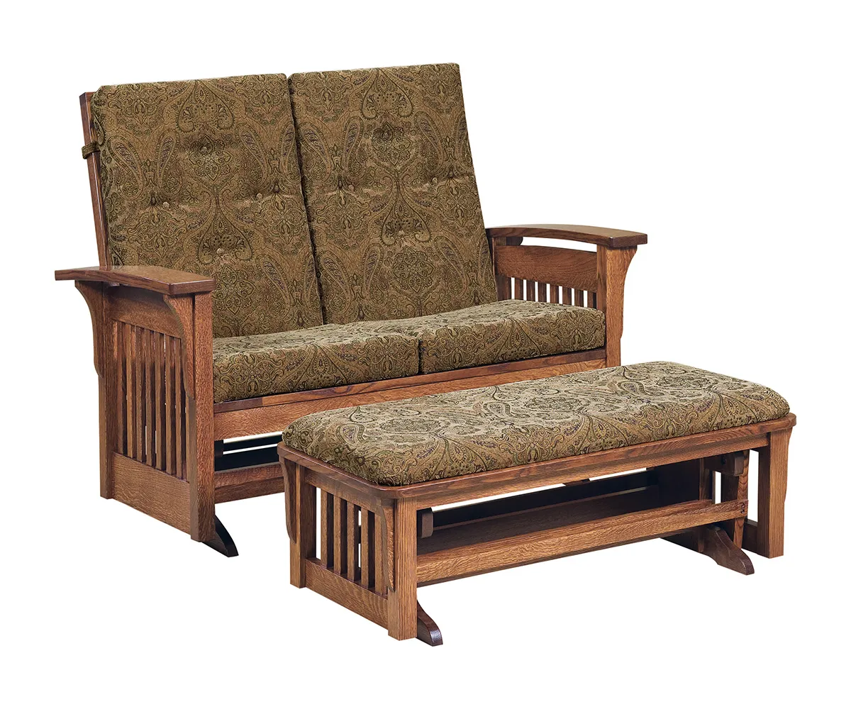 Bow Arm Slat Loveseat Glider