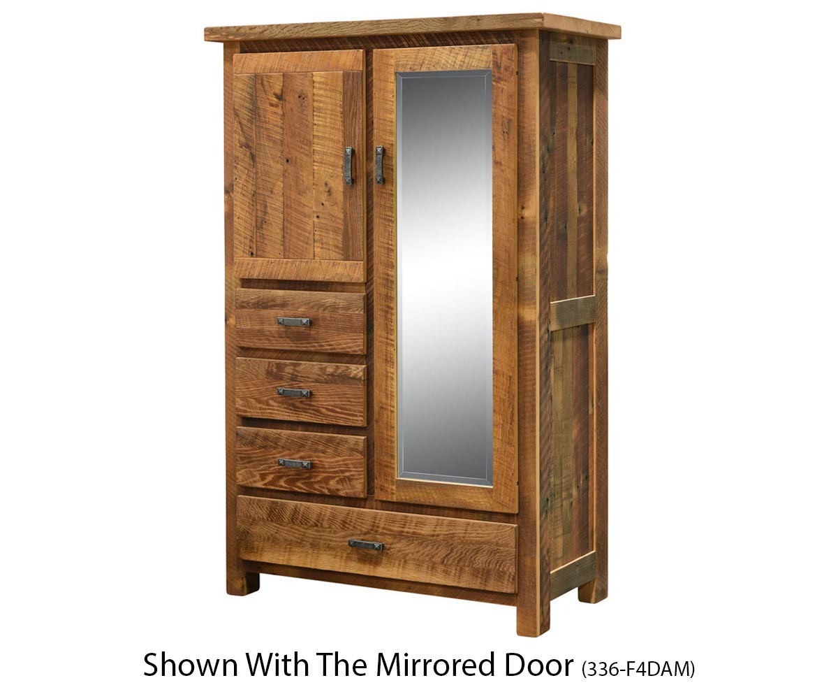 Farmhouse 4 Drawer Armoire with Mirror