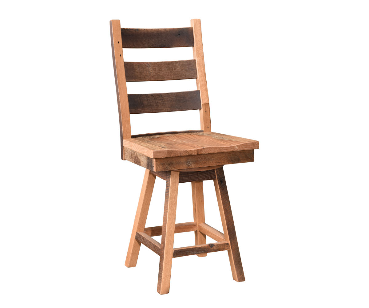 Ladder Back Bar Side Chair with Swivel - 30" Seat Height