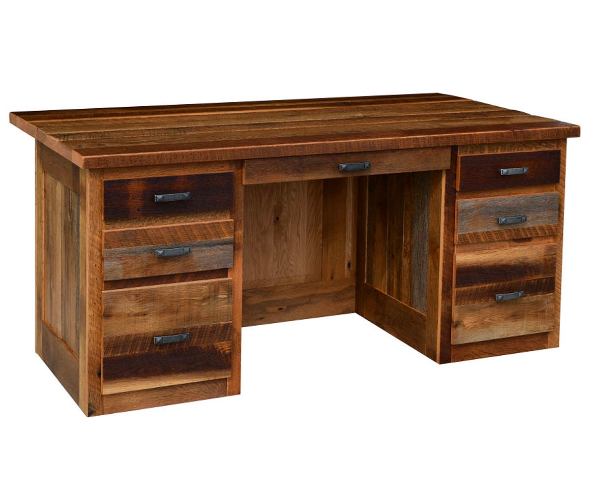 Barnwood Kneehole Desk - 69"W x 36"D x 30"H