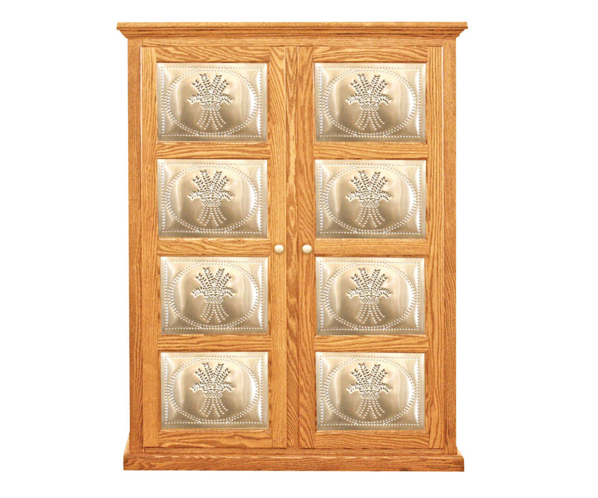 Solid Wood 4 panel double door Jelly Cupboard with 3 adj. shelves — 44W x 14¾D x 55½H