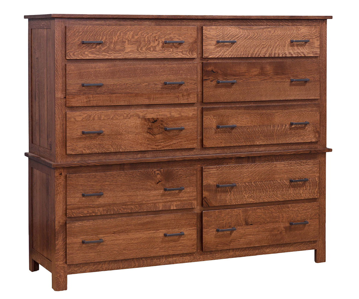 Farm Size Mission 10-Drawer, Chest on Chest — 68W x 22D x 59H