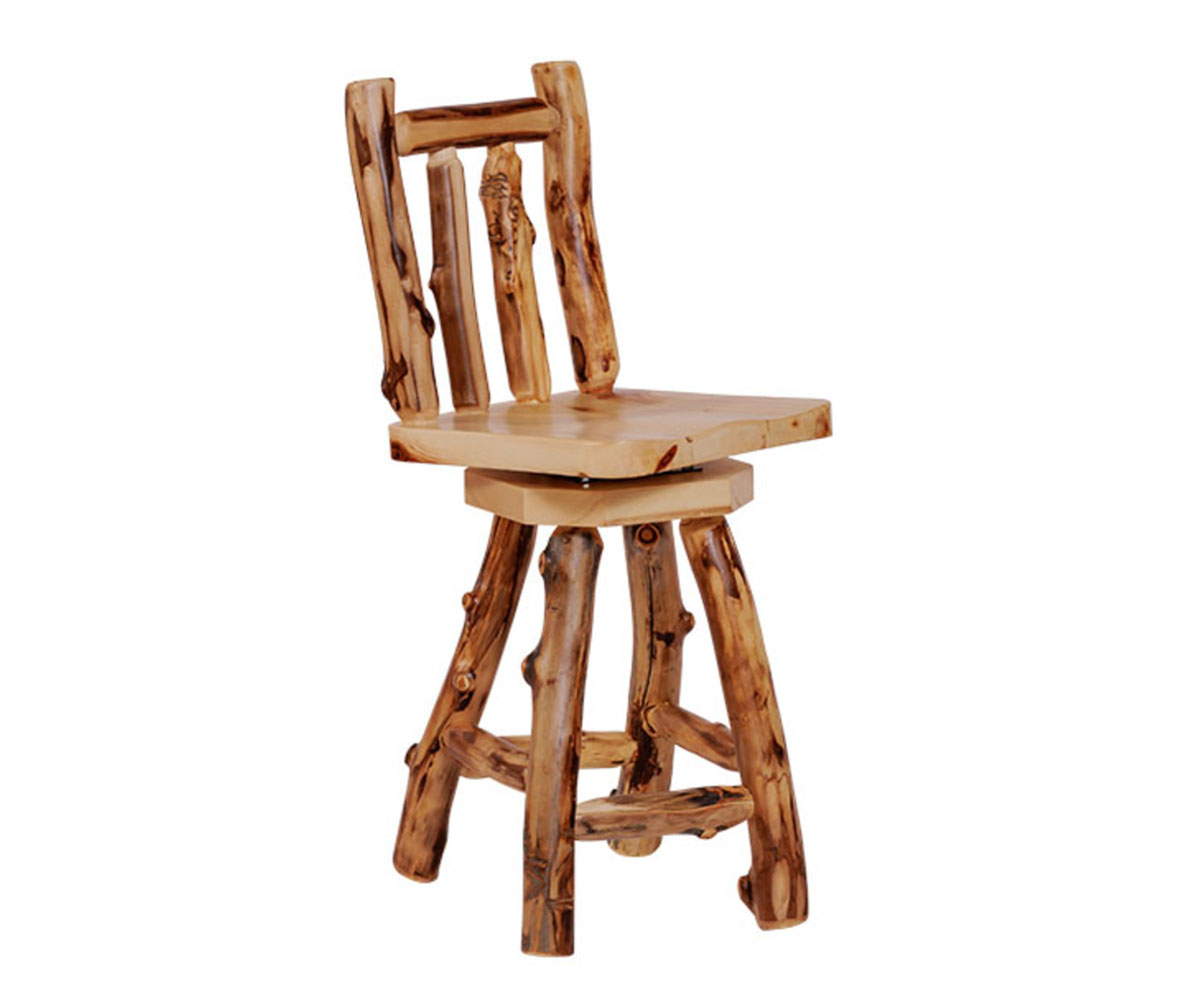 Rustic Swivel Bar Stool 24" Swivel Bar Stool with Back