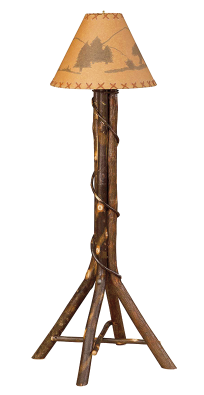 Split Log Floor Lamp with Shade