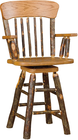 Barstool 24” Swivel Oak Back with Arm