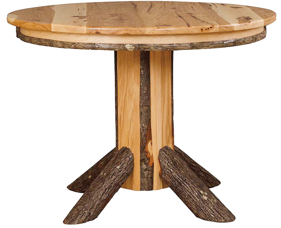 Hickory Dining Table — 42” Round Single Pedestal - Solid Top