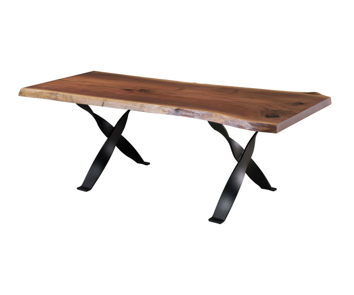 Walnut Slab Table with Railroad Base — 40" x 84"