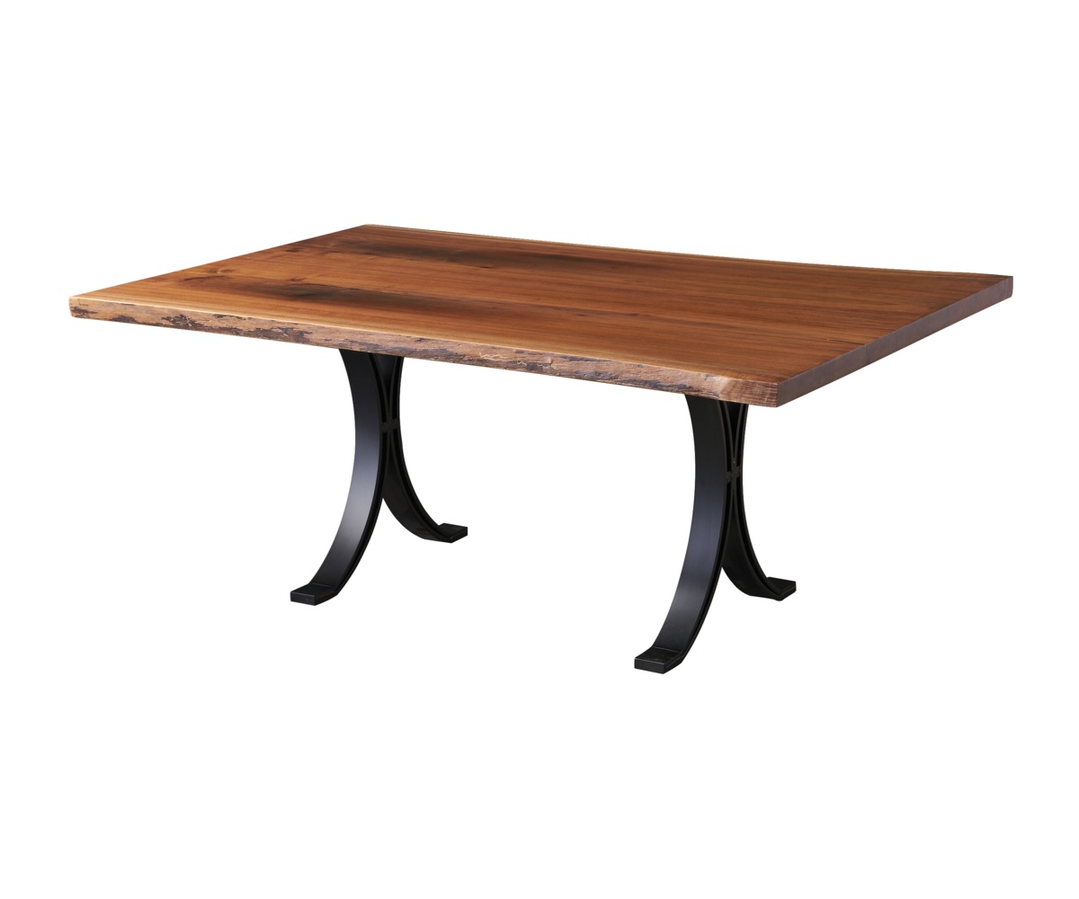 Walnut Bookmatch Dining Table with Eclipse Legs — 46" x 72"