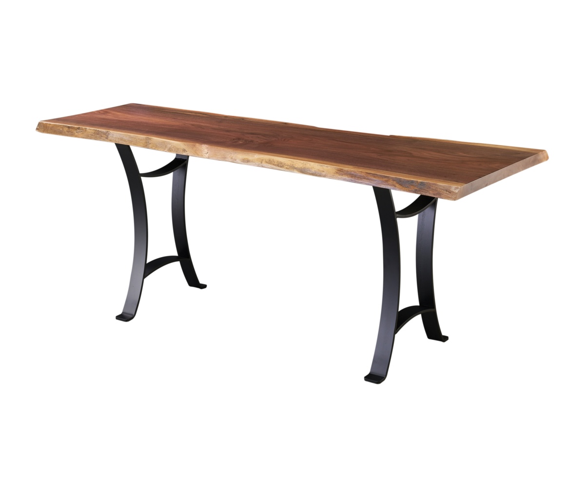 Walnut Sofa Table with Golden Gate Legs — 18" x 88"
