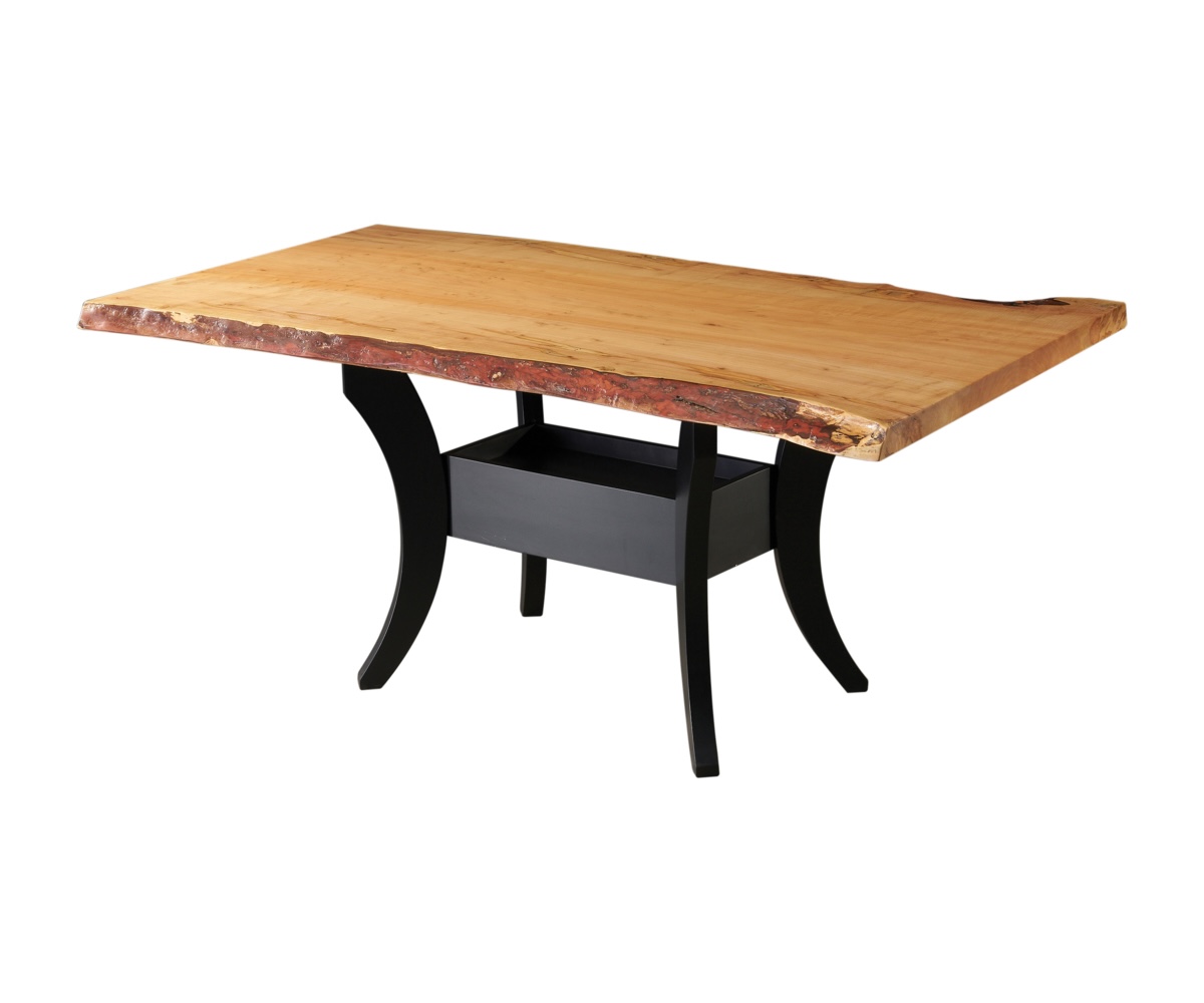 Tiger Maple Slab Table with Fenton Base — 38" x 84"