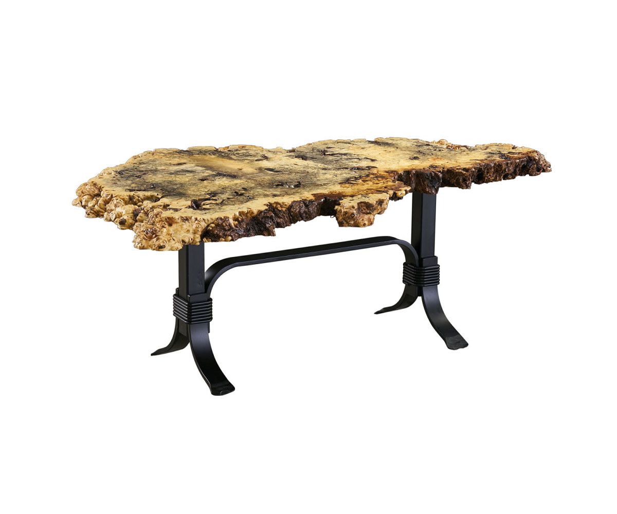 Buckeye Burl Coffee Table with Cameron Base — 30" x 48"
