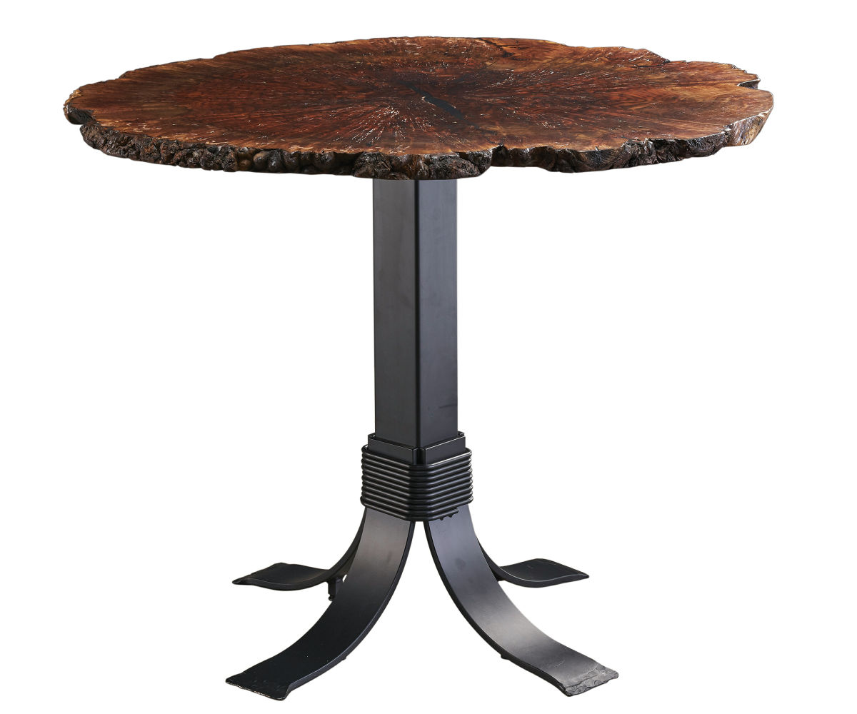 Walnut Burl 36" Bar Table with Galaxy Pedestal Base — 38" x 44"