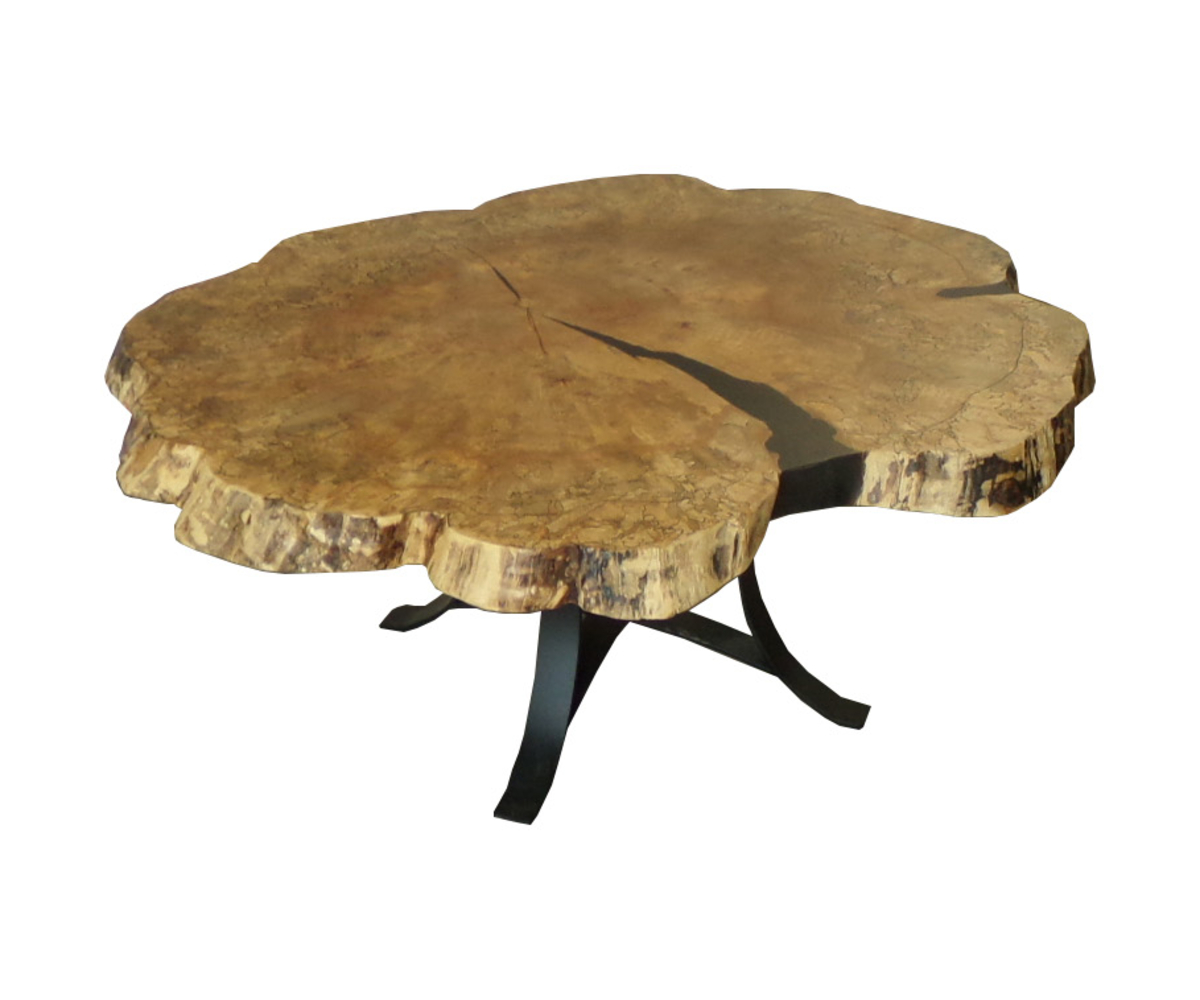 Spalted Maple Coffee Table with Golden Gate Pedestal Base — 40" x 40"