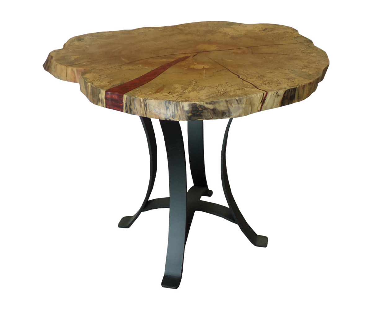 Spalted Maple Bar Table with Golden Gate Pedestal — 40" x 40'