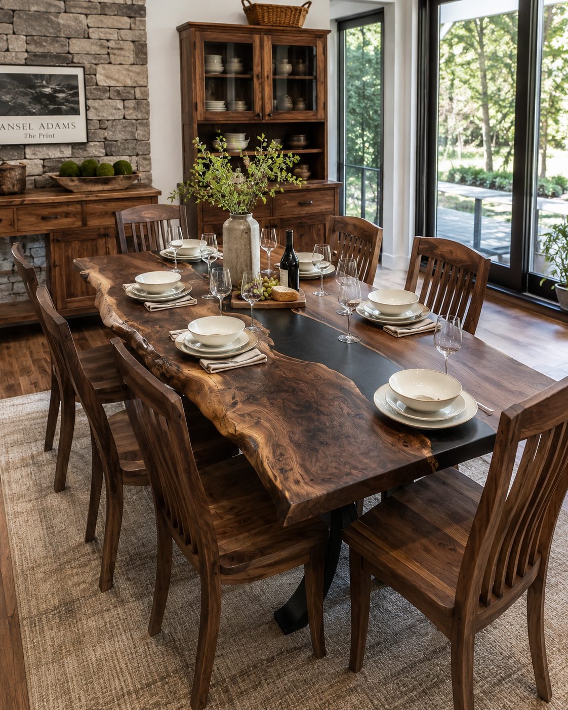 Black Walnut River Table Set
